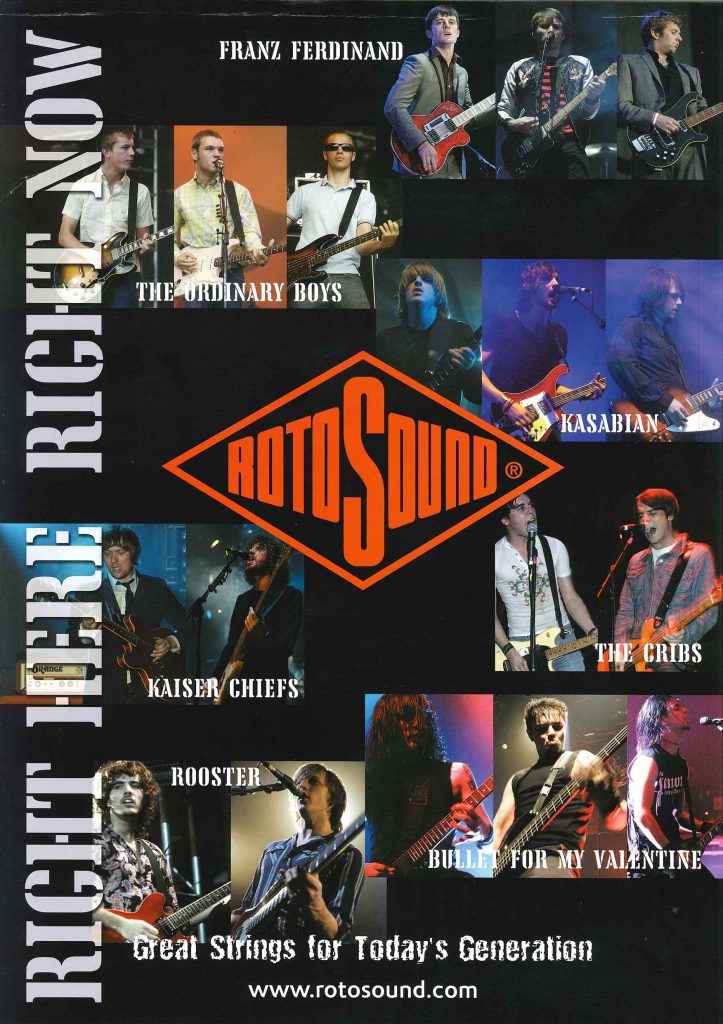 Rotosound guitar strings used by famous rock musicians and bands
