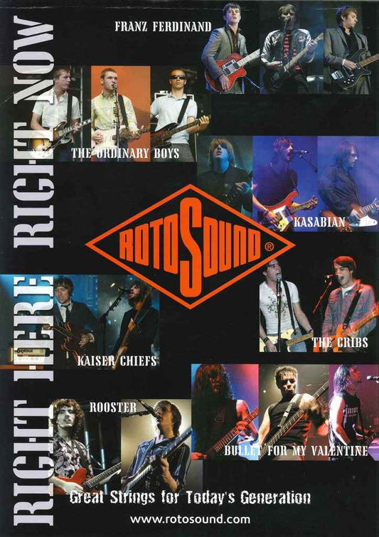 Rotosound guitar strings used by famous rock musicians and bands