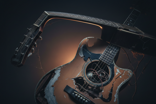 Damaged guitar showing hidden problems from second-hand purchase