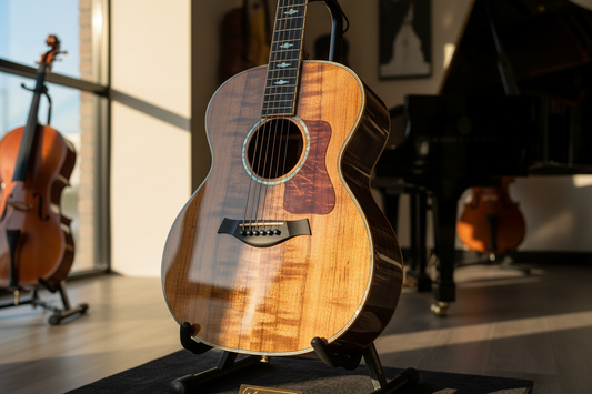 Premium acoustic guitar showcasing high-quality craftsmanship and materials