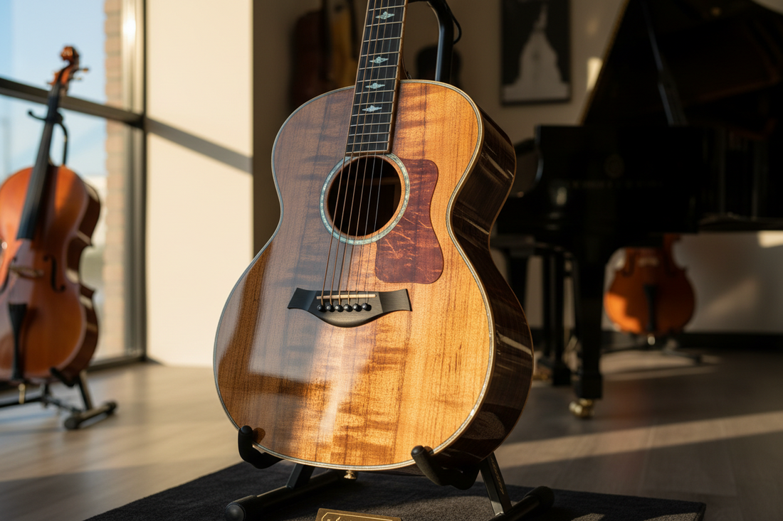 Premium acoustic guitar showcasing high-quality craftsmanship and materials