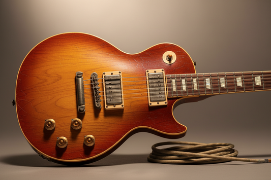 Vintage guitar in warm nostalgic lighting showcasing classic craftsmanship