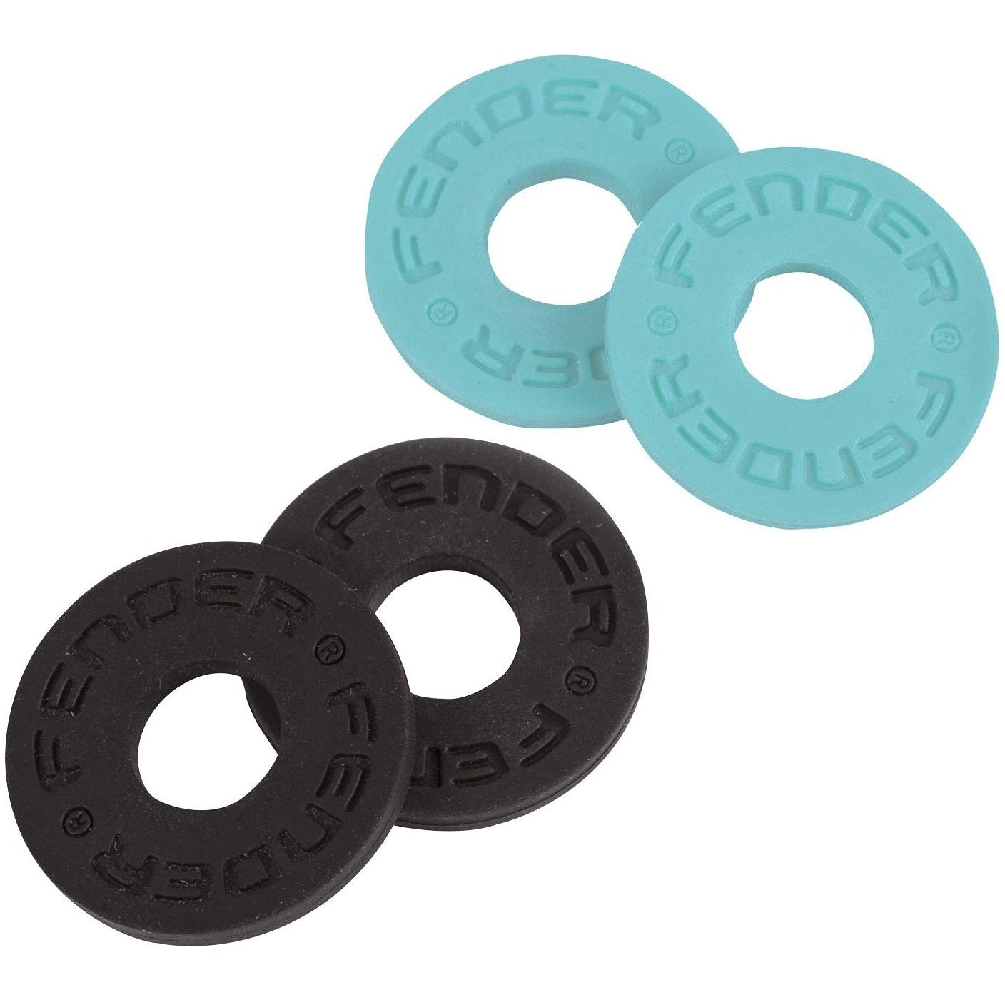 Fender Strap Lock Blocks 4-Pack 2 Black 2 Daphne Blue