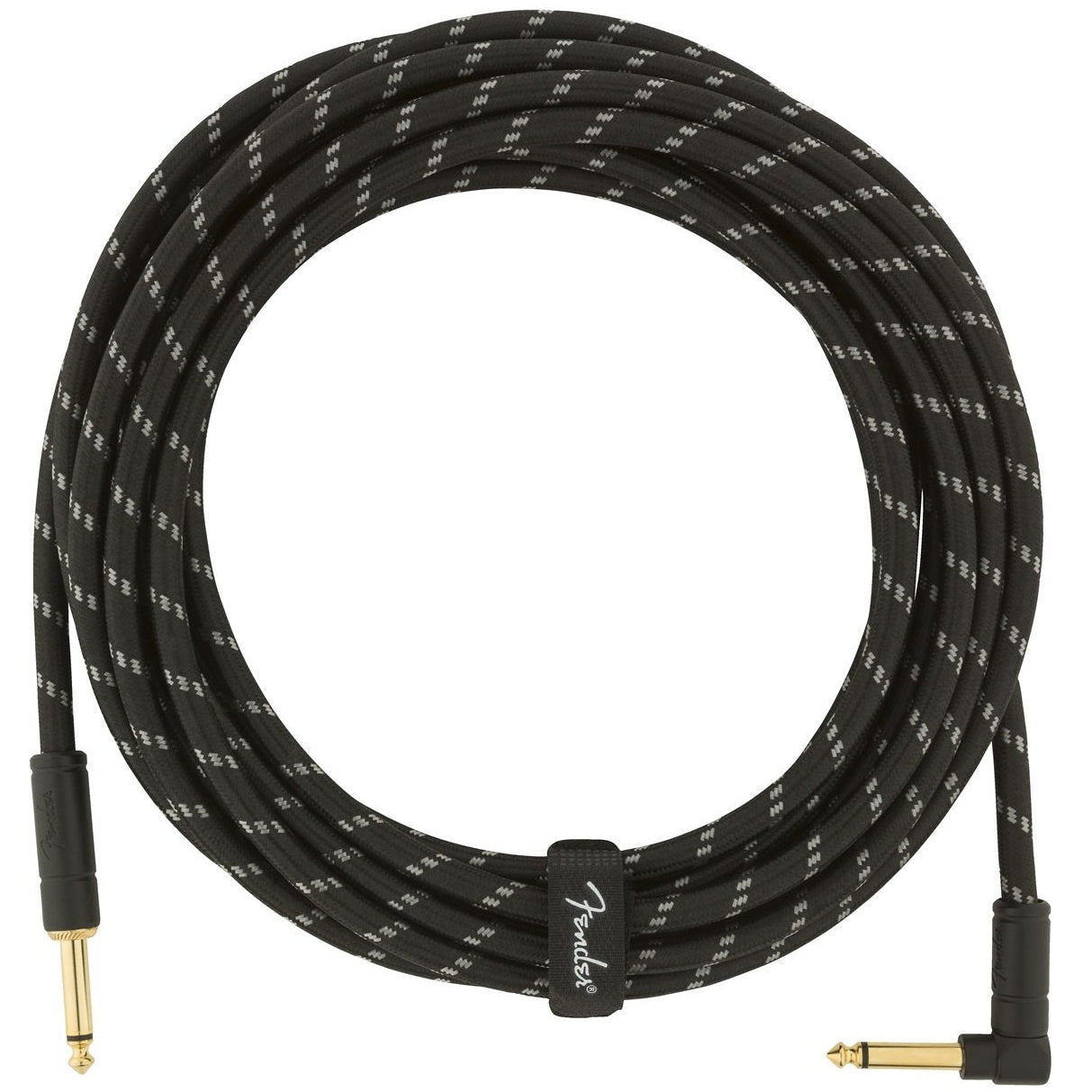 Fender Deluxe Black Tweed Guitar Cable Straight to Angle Jack 18.6 ft