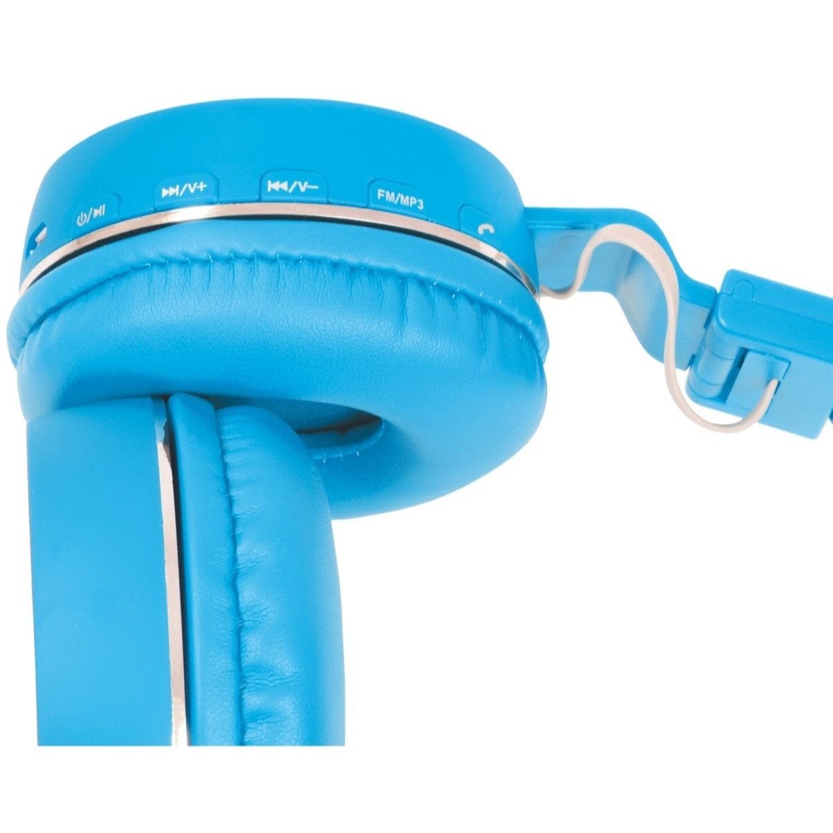 BT Bluetooth Headphones WIRELESS RECHARGABLE Music SD Card Slot BLUE