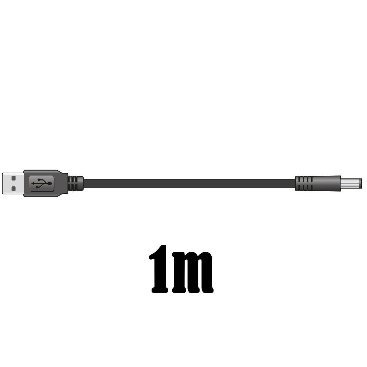 USB 2.0 to 2.1 x 5.5mm 5V DC Plug Power Lead 1m