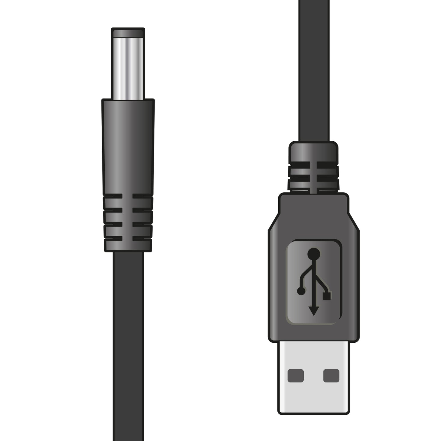 USB 2.0 to 2.1 x 5.5mm 5V DC Plug Power Lead 1m