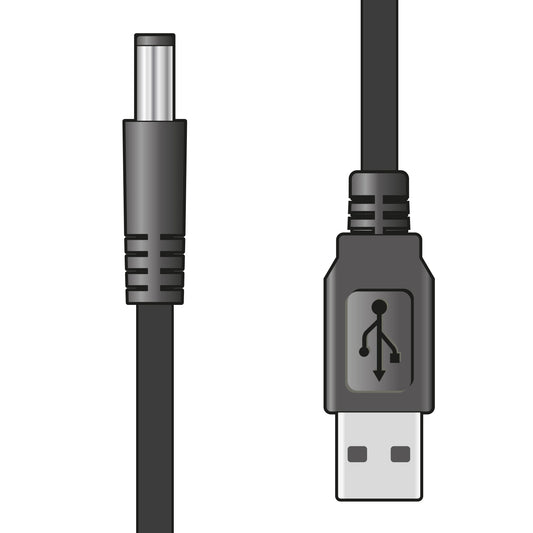 USB 2.0 to 2.1 x 5.5mm 5V DC Plug Power Lead 1m