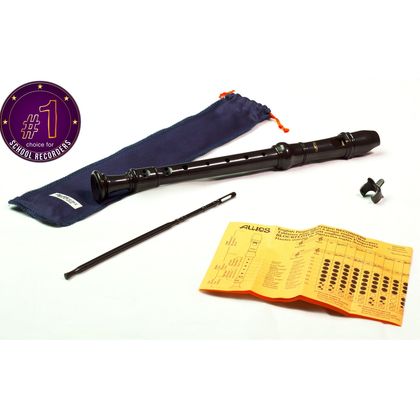 Aulos Descant Recorder 303BD Elite School Recorder - Dark Brown