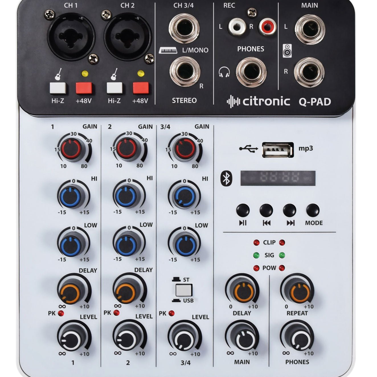 Citronic Q-PAD Mini Multifunction Mixer USB Bluetooth Audio Interface