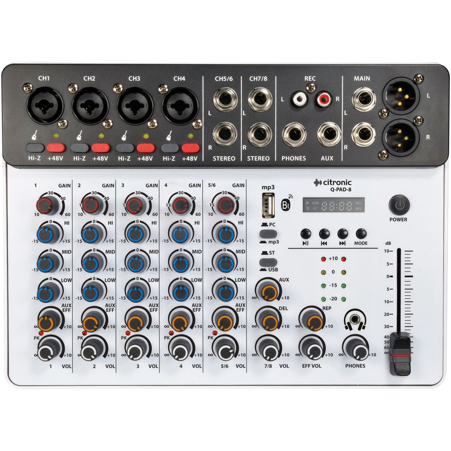 Citronic Q-PAD-8 Compact Mixer with USB BT and Audio Interface