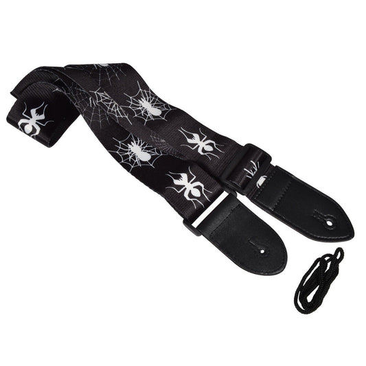 Guitar Strap Spider & Web On Black Webbing ROCK  GOTH