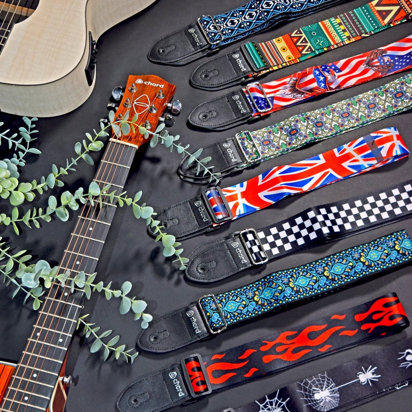 Guitar Strap Spider & Web On Black Webbing ROCK  GOTH
