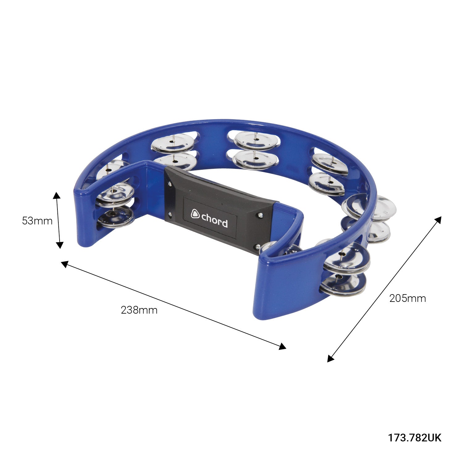 Chord Tambourine BLUE Single D Half Moon Jingles Shaker Percussion Instrument