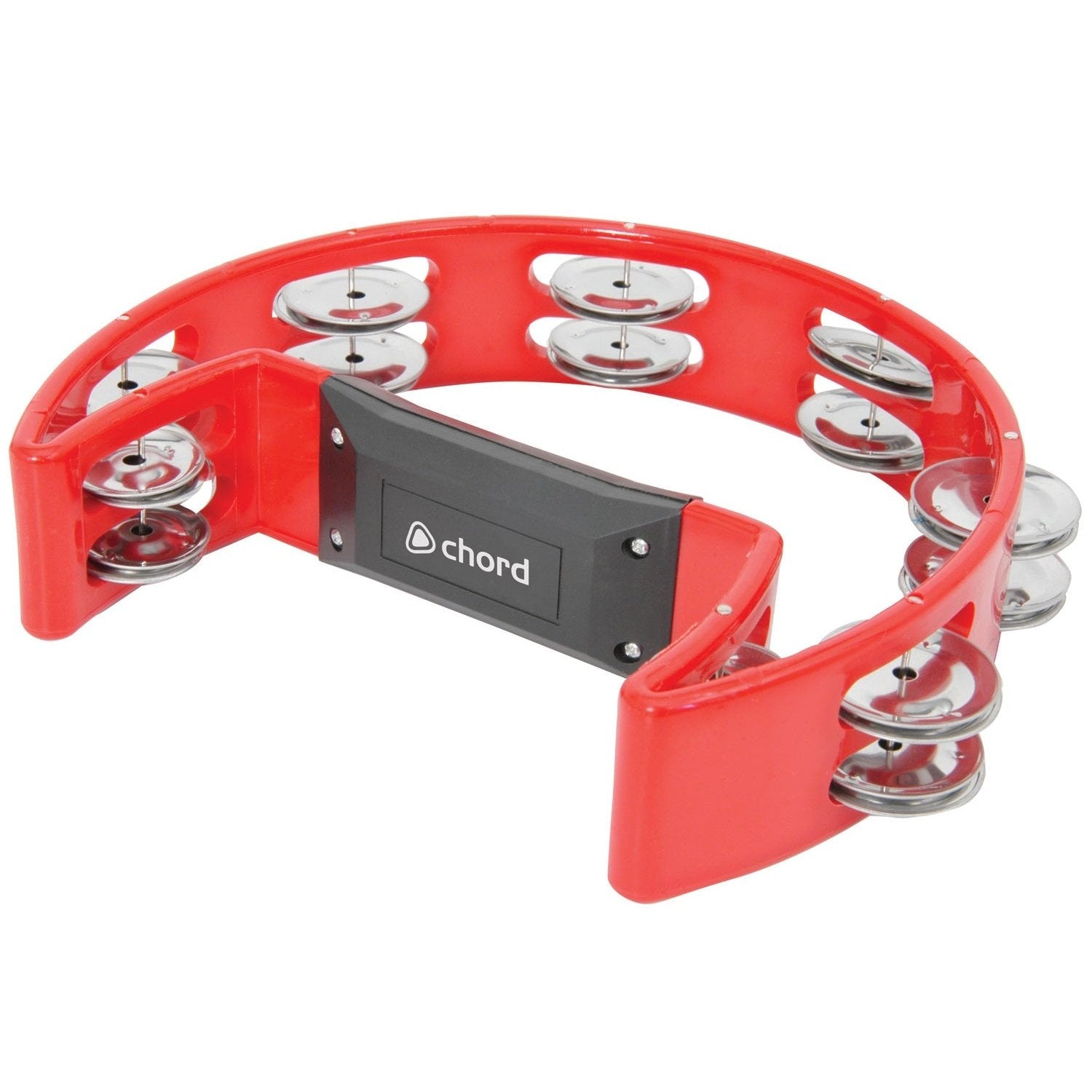 Tambourine Half Moon Single D Shaker Percussion Instrument RED