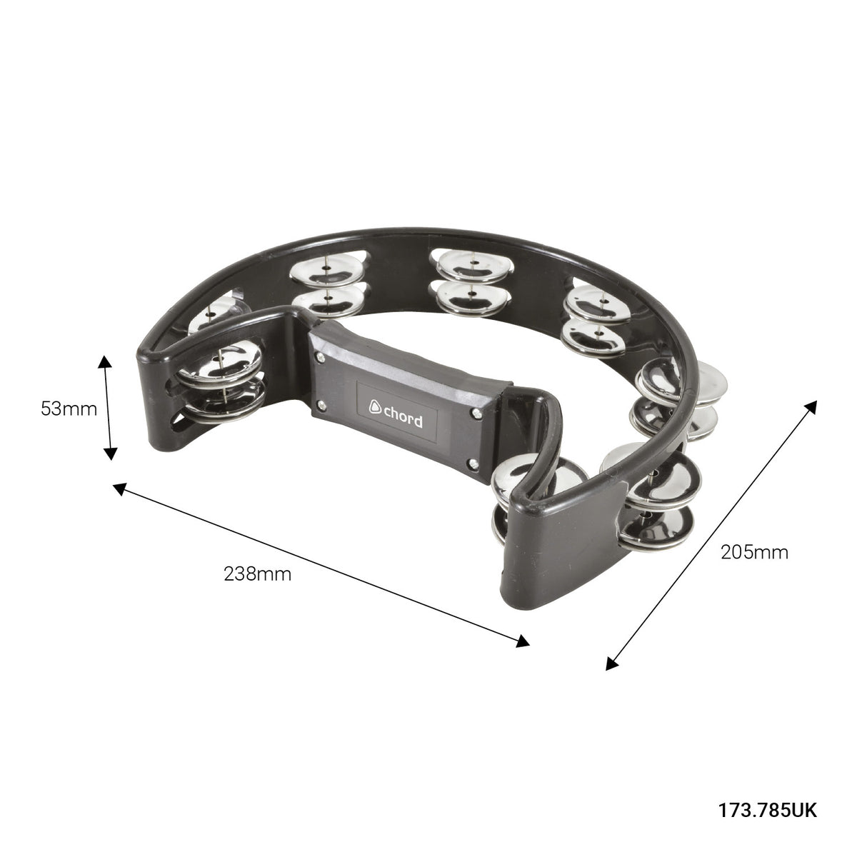 Chord Half Moon Tambourine Shaker Percussion Instrument BLACK