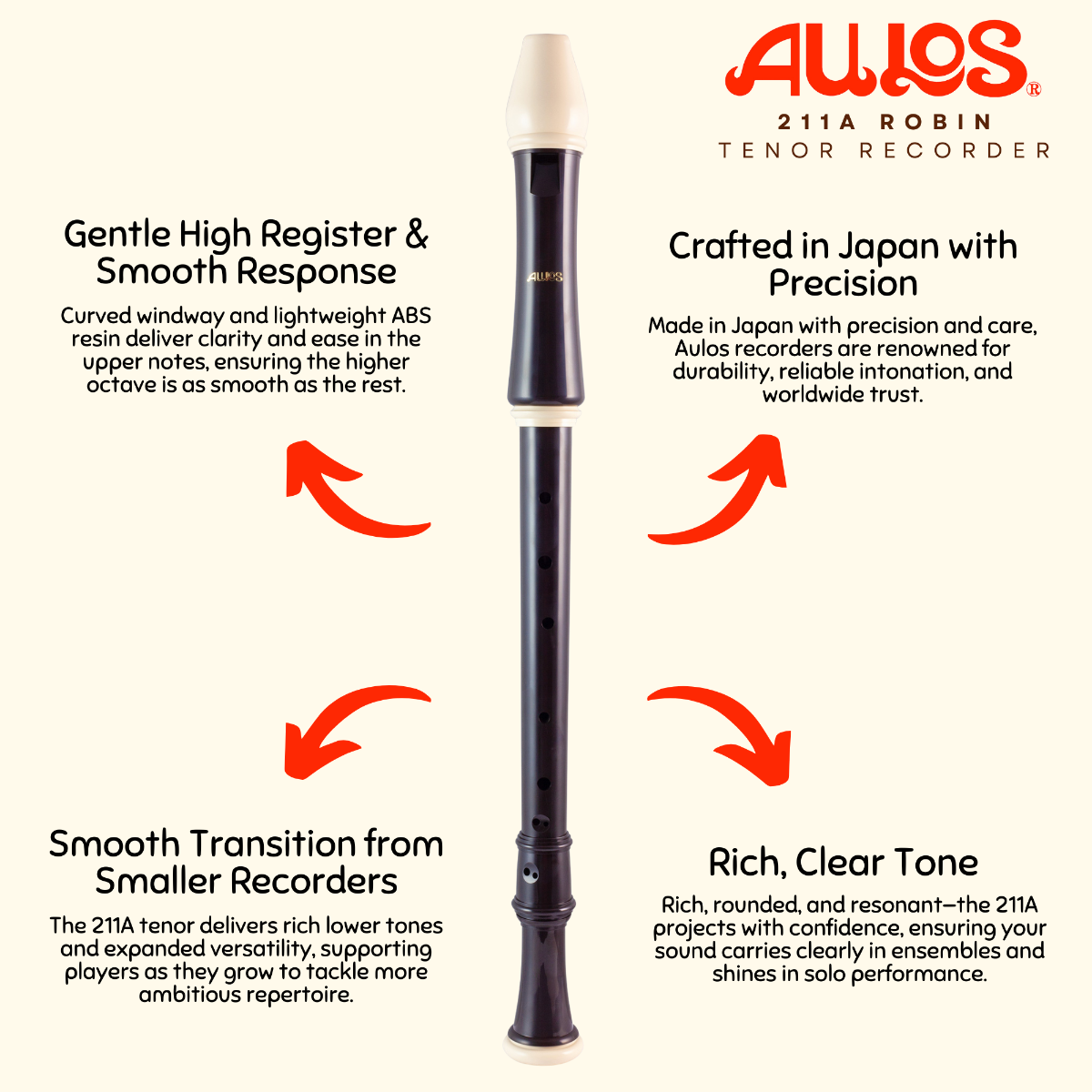 Aulos Tenor Recorder 211A Robin