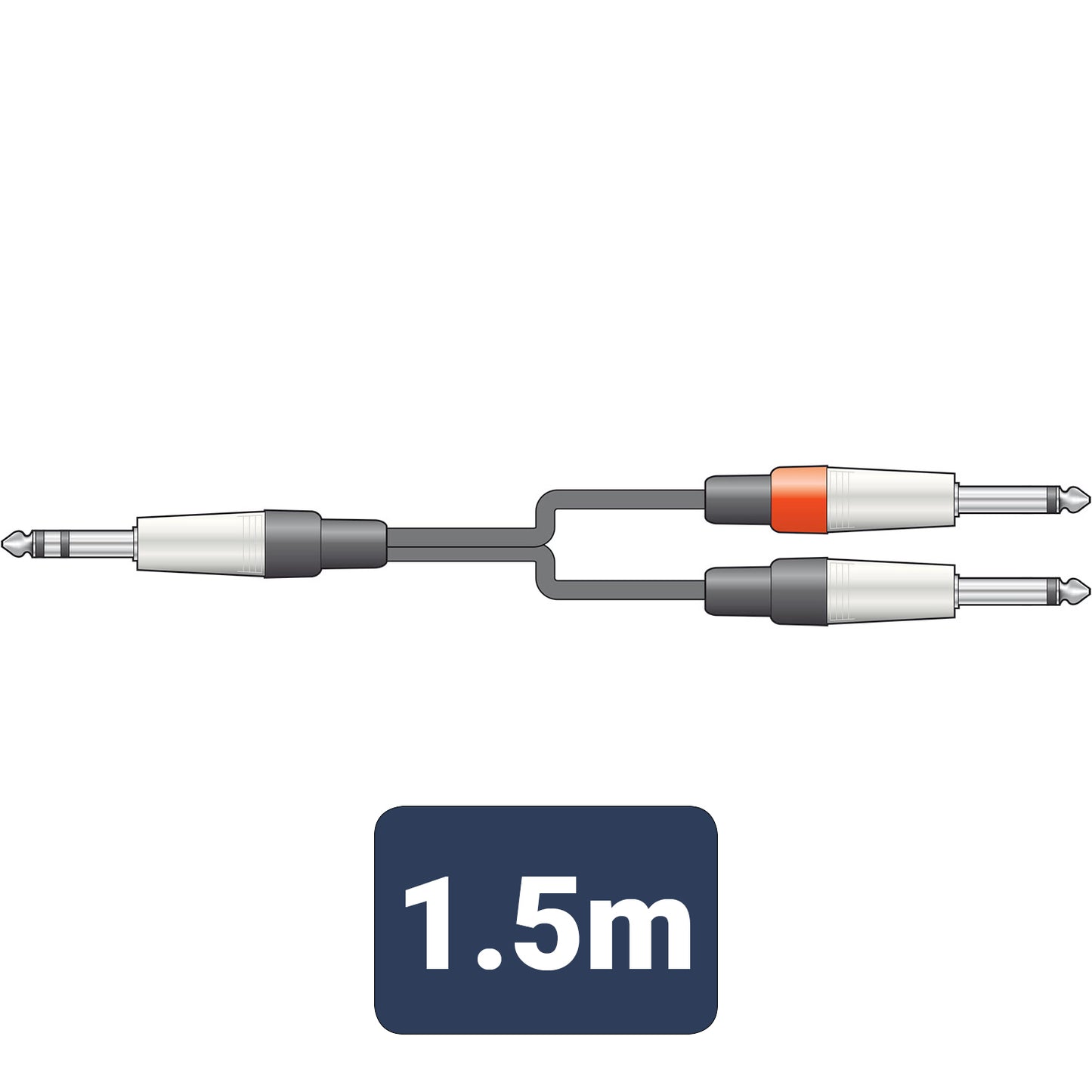 Insert Y Cable 6.3 mm TRS Jack Plug - 2 x 6.3 mm Mono Jack Plugs