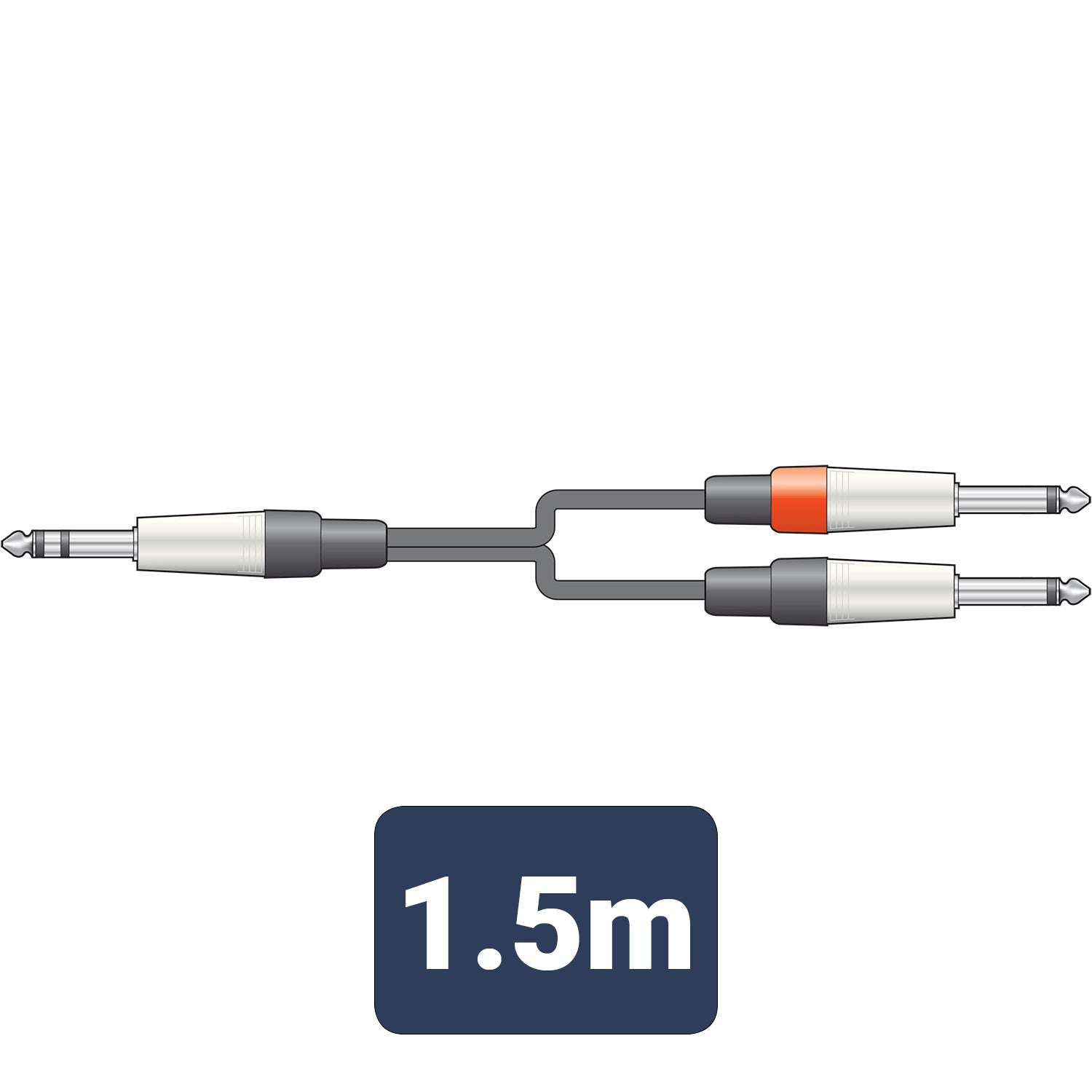 Insert Y Cable 6.3 mm TRS Jack Plug - 2 x 6.3 mm Mono Jack Plugs