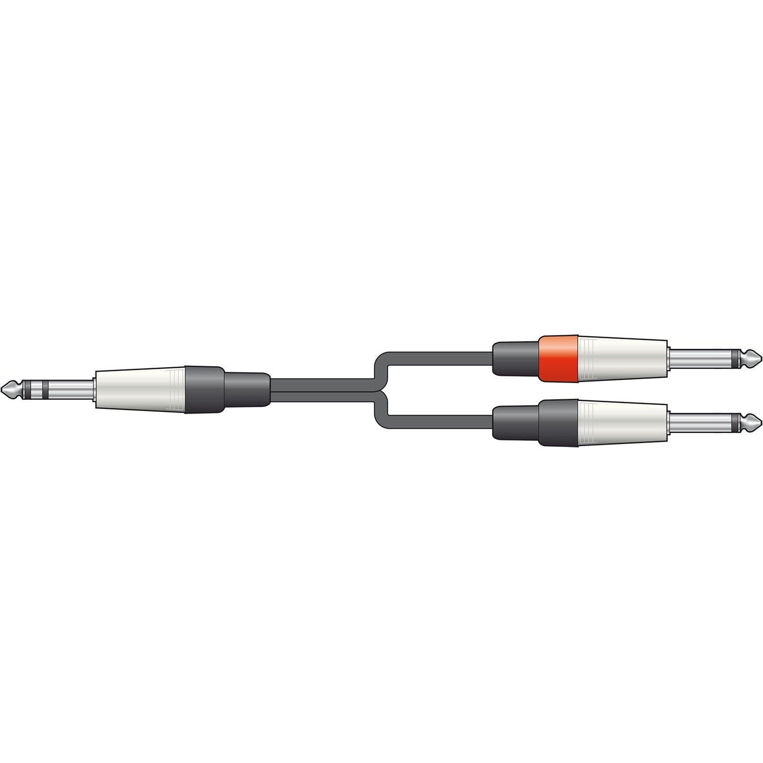 Insert Y Cable 6.3 mm TRS Jack Plug - 2 x 6.3 mm Mono Jack Plugs