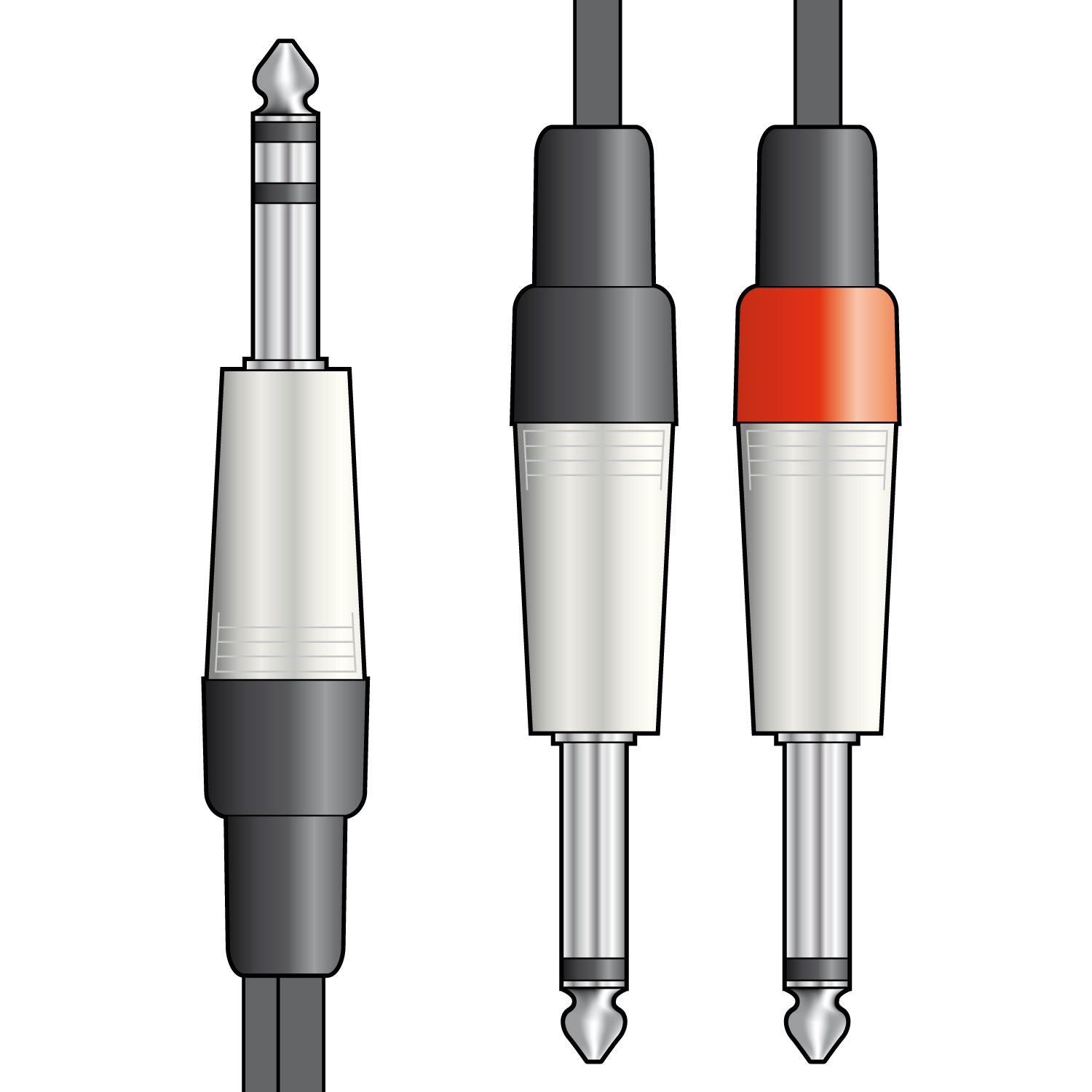 Insert Y Cable 6.3 mm TRS Jack Plug - 2 x 6.3 mm Mono Jack Plugs