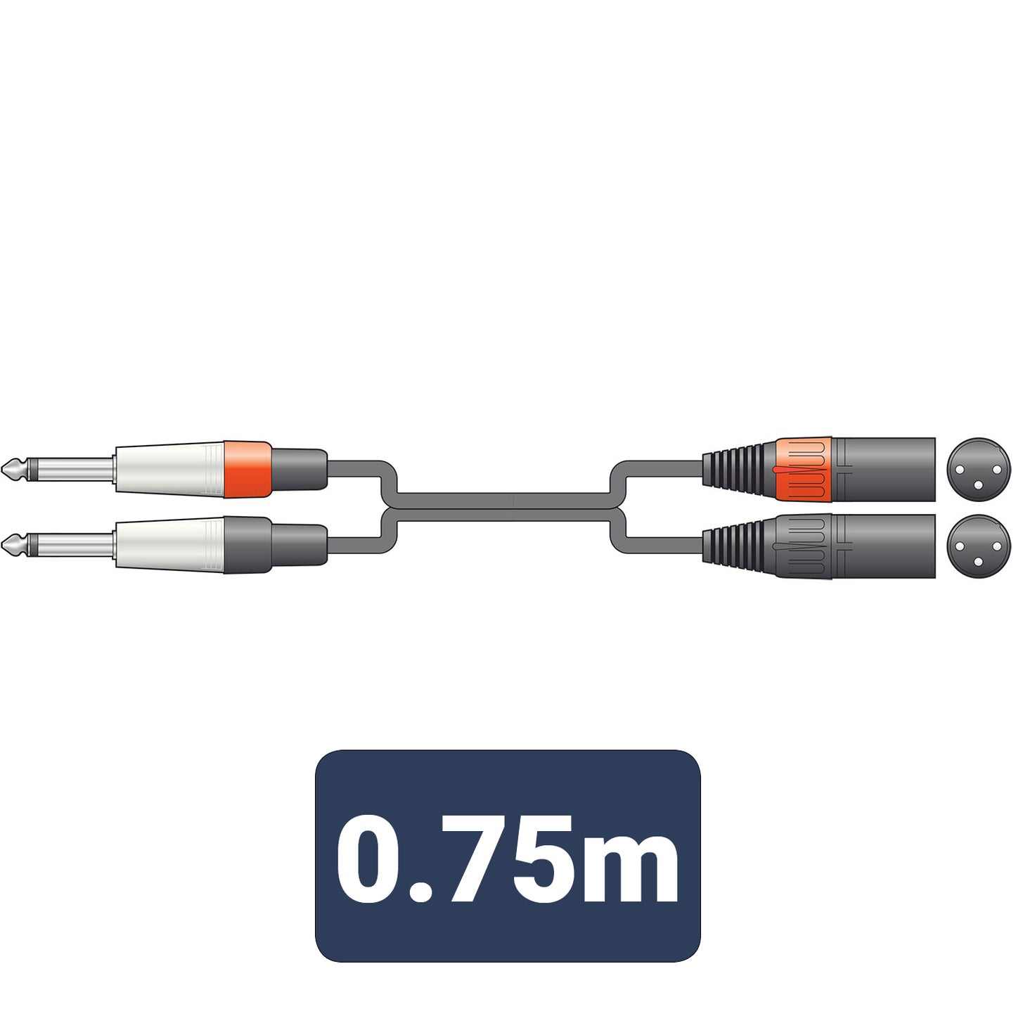 Citronic Audio Leads 2 x 6.3mm Mono Jack Plugs - 2 x XLR Male
