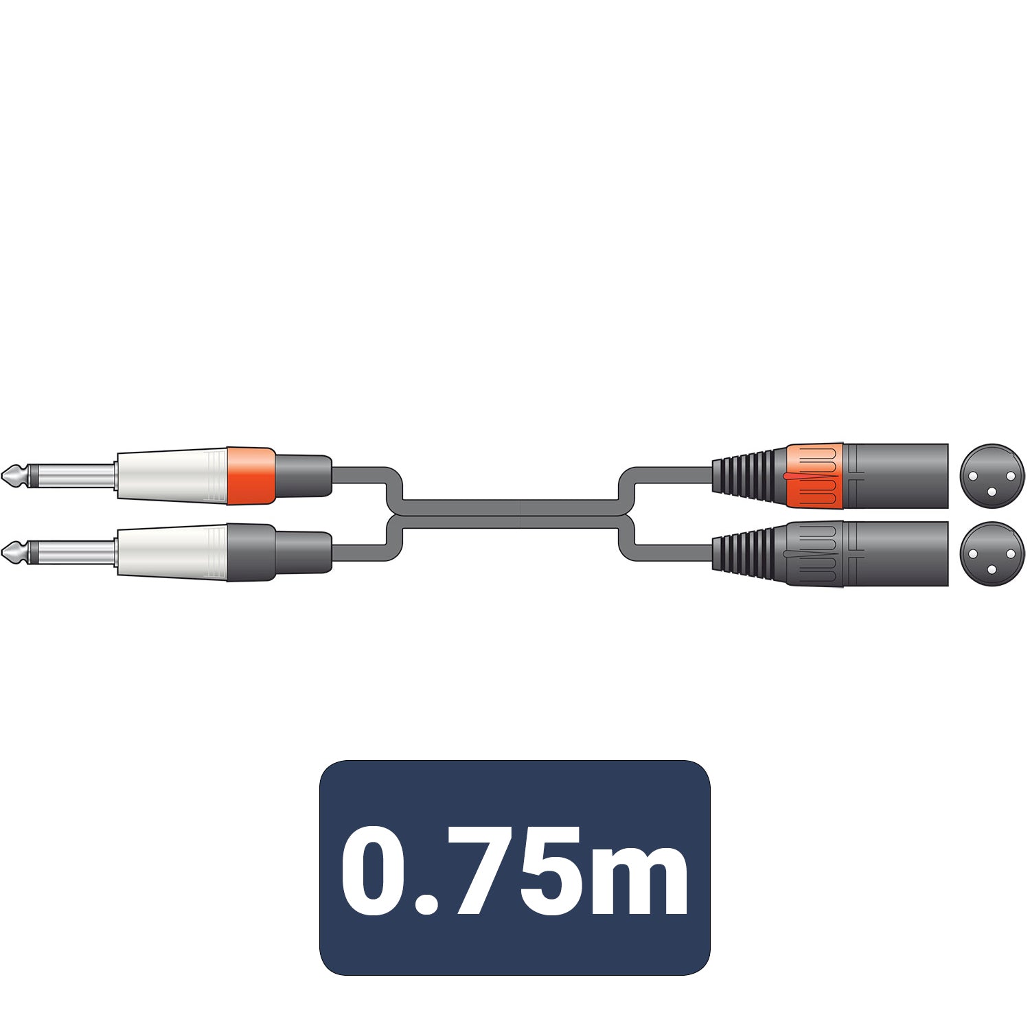 Citronic Audio Leads 2 x 6.3mm Mono Jack Plugs - 2 x XLR Male