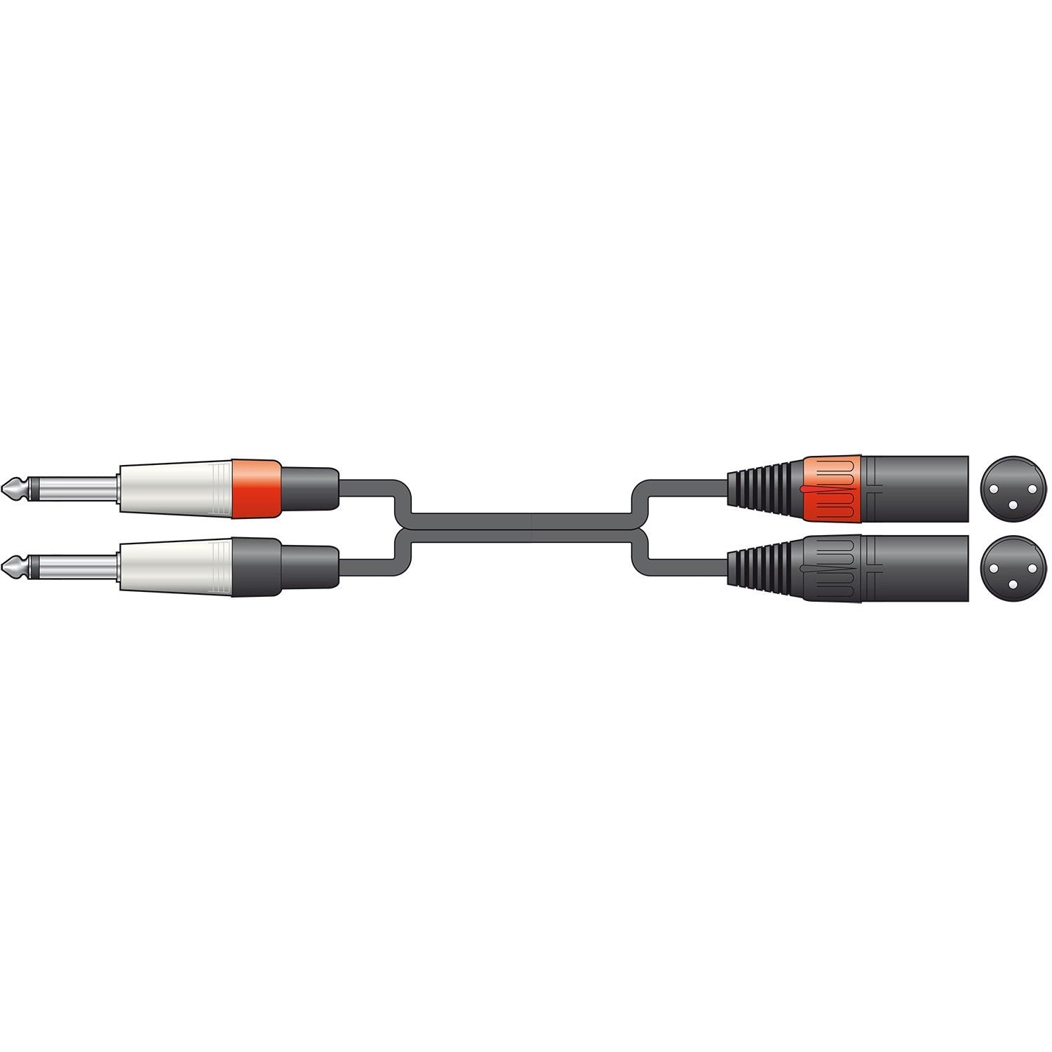 Citronic Audio Leads 2 x 6.3mm Mono Jack Plugs - 2 x XLR Male