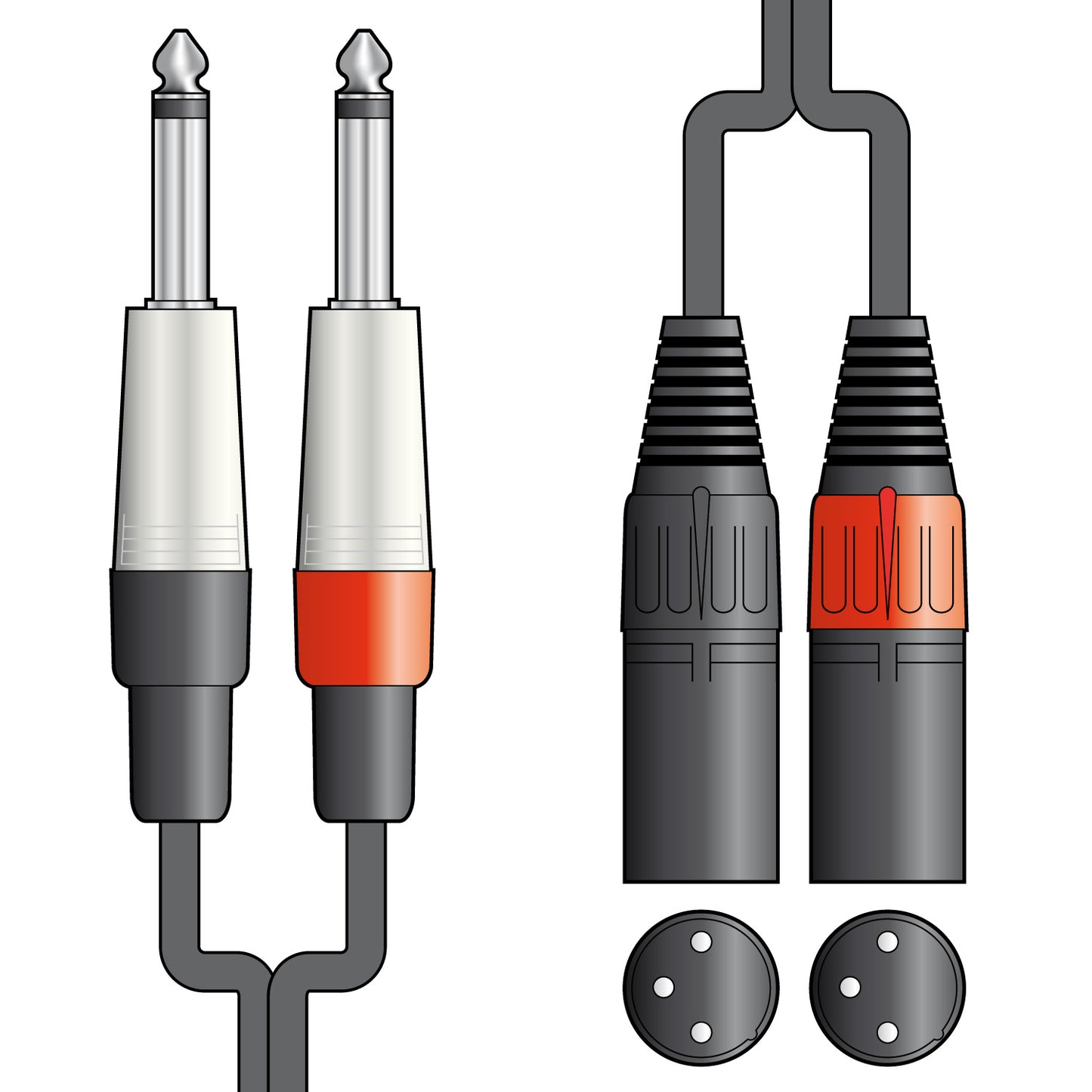 Citronic Audio Leads 2 x 6.3mm Mono Jack Plugs - 2 x XLR Male