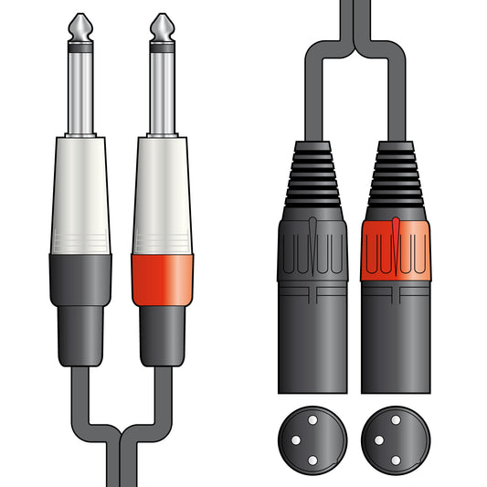Citronic Audio Leads 2 x 6.3mm Mono Jack Plugs - 2 x XLR Male
