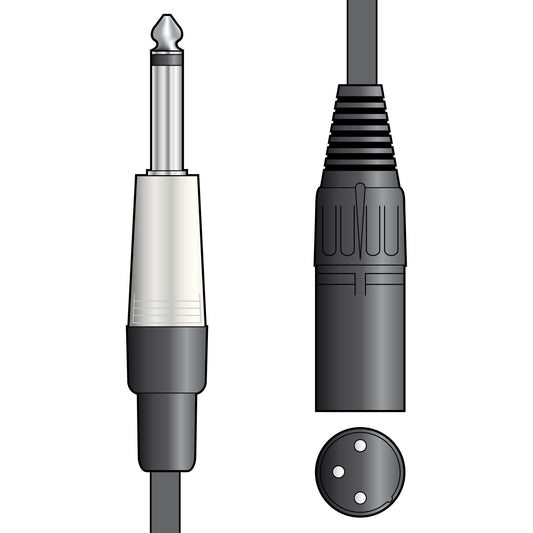 Audio Leads 6.3mm Mono Jack Plug - XLR Male 1.5m