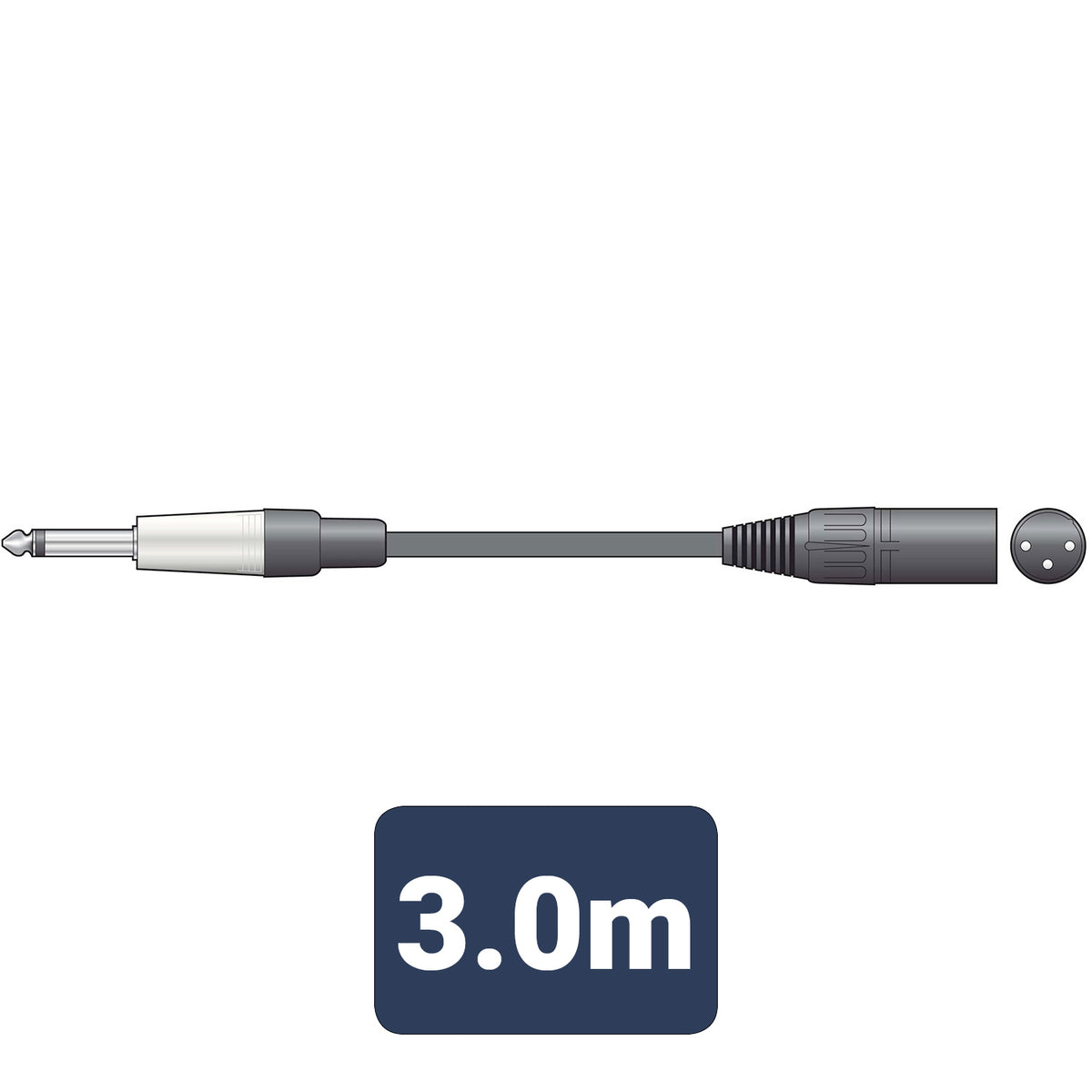 Audio Leads 6.3mm Mono Jack Plug - XLR Male 3m