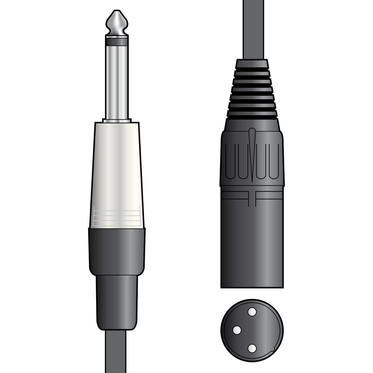 Audio Leads 6.3mm Mono Jack Plug - XLR Male 3m