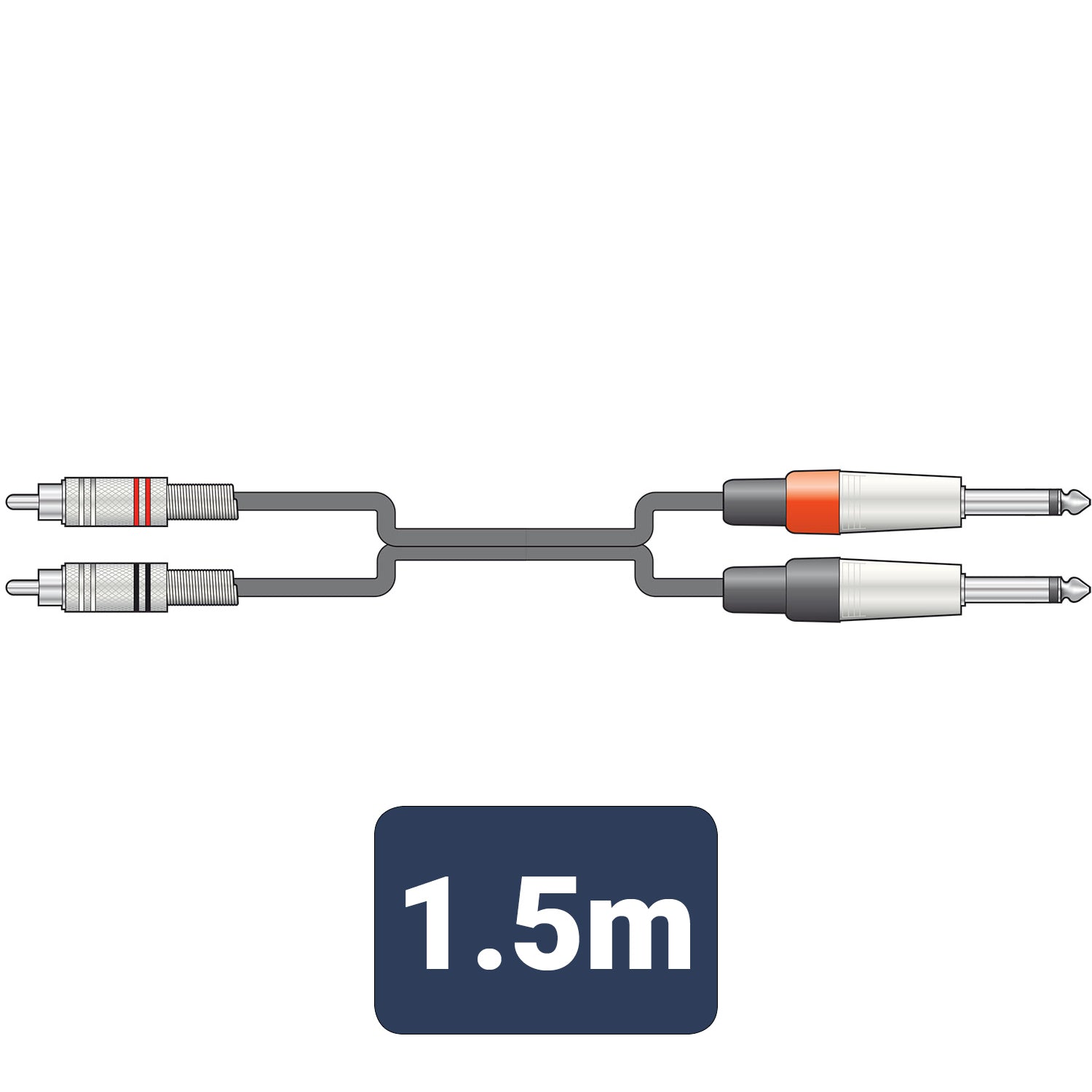 Pro Audio Cable 2 x 6.3 mm Mono Jack Plugs - 2 x RCA Plugs