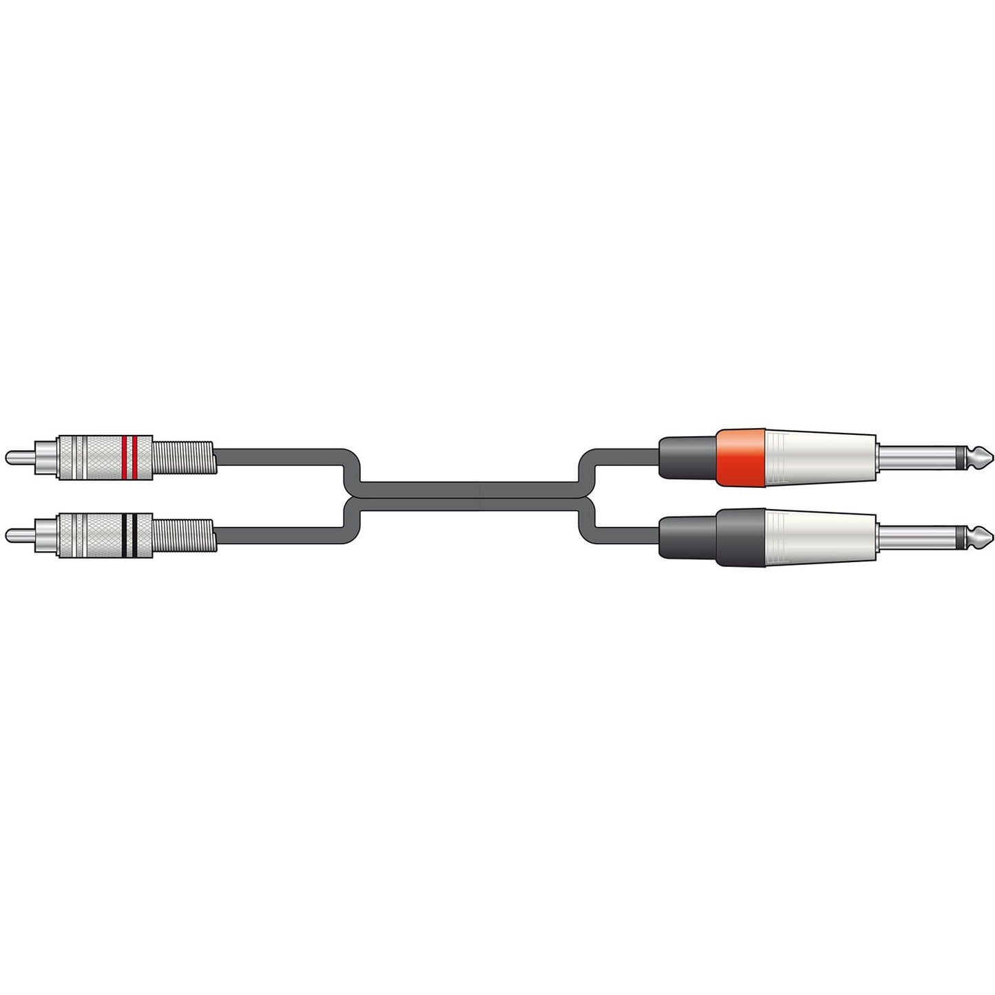 Pro Audio Cable 2 x 6.3 mm Mono Jack Plugs - 2 x RCA Plugs