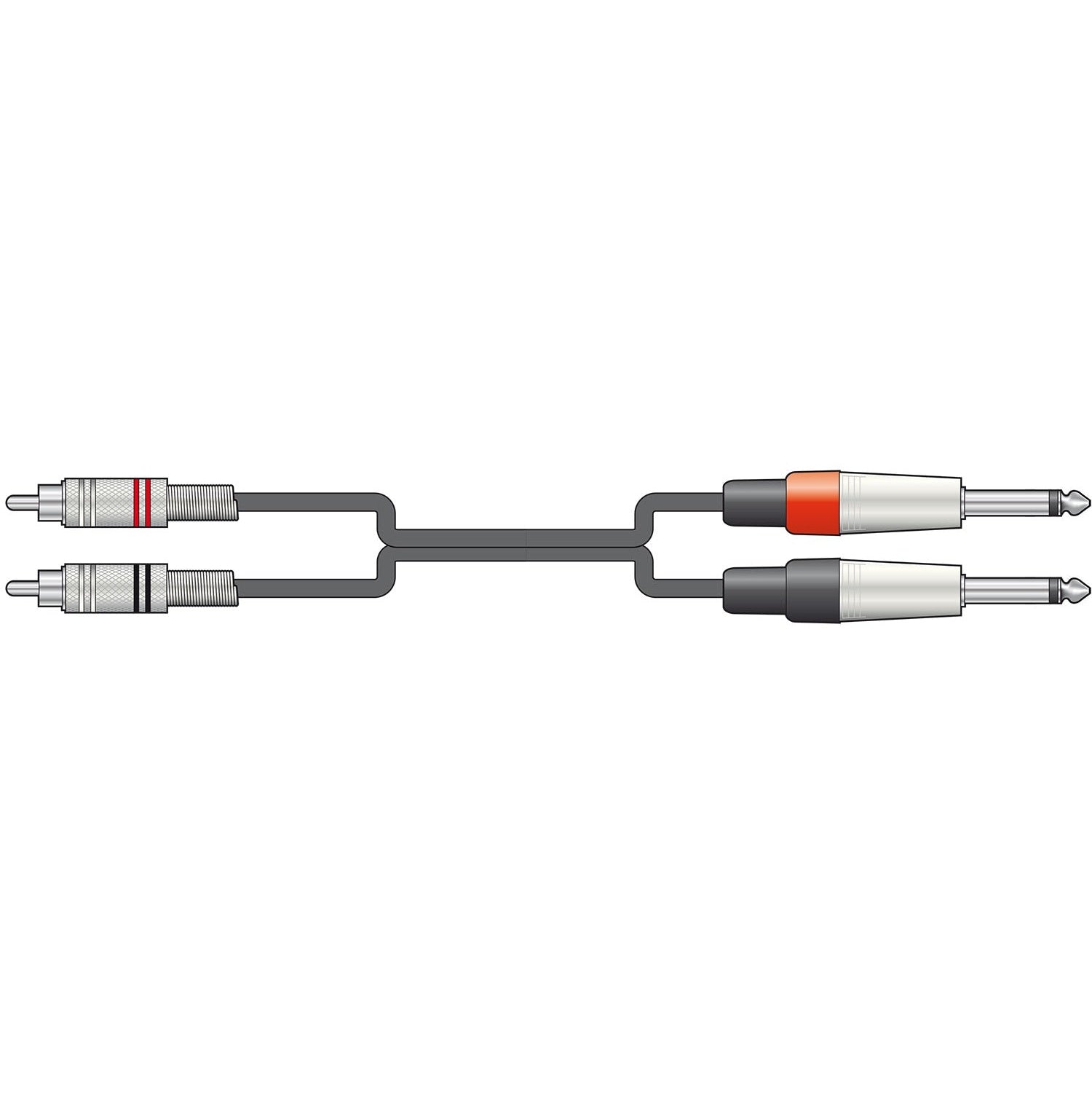 Pro Audio Cable 2 x 6.3 mm Mono Jack Plugs - 2 x RCA Plugs