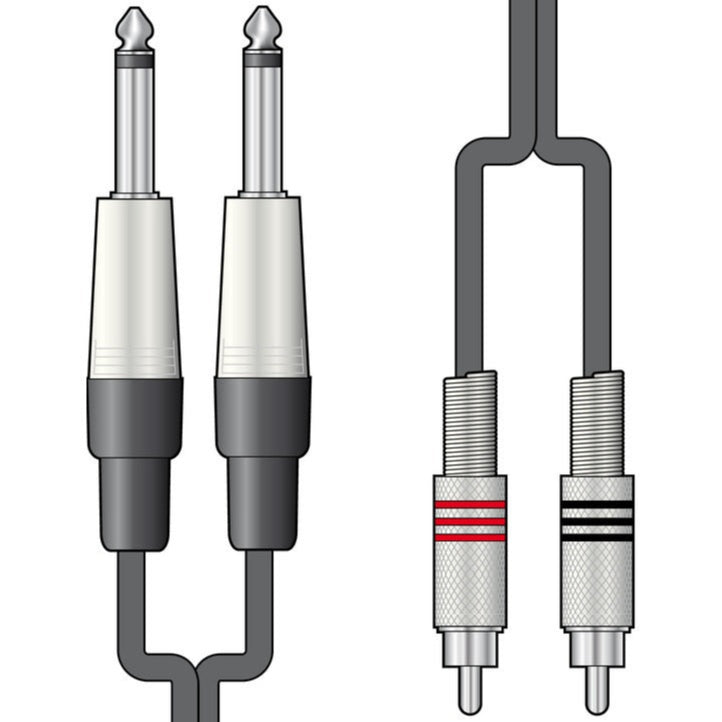 Pro Audio Cable 2 x 6.3mm Mono Jack Plugs - 2 x RCA Plugs 1 m