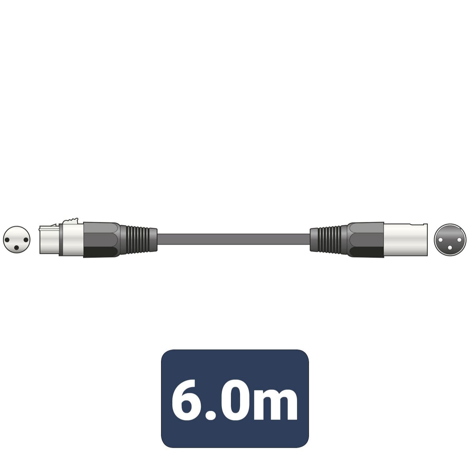 QTX Balanced Microphone Lead XLR Female XLR Male Cable 6 m