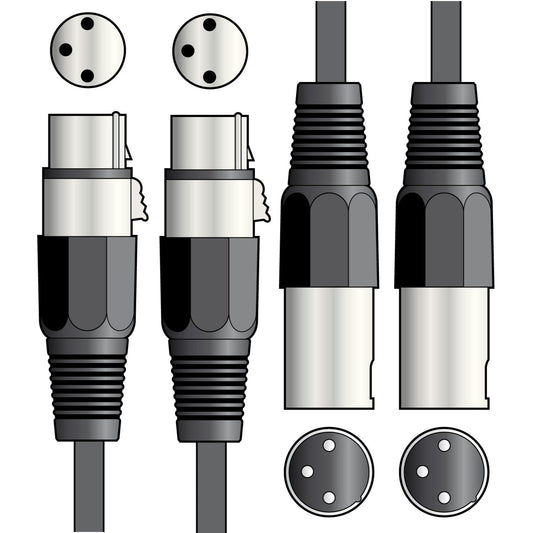 Audio Cable 2 x XLR Female - 2 x XLR Male 1 m