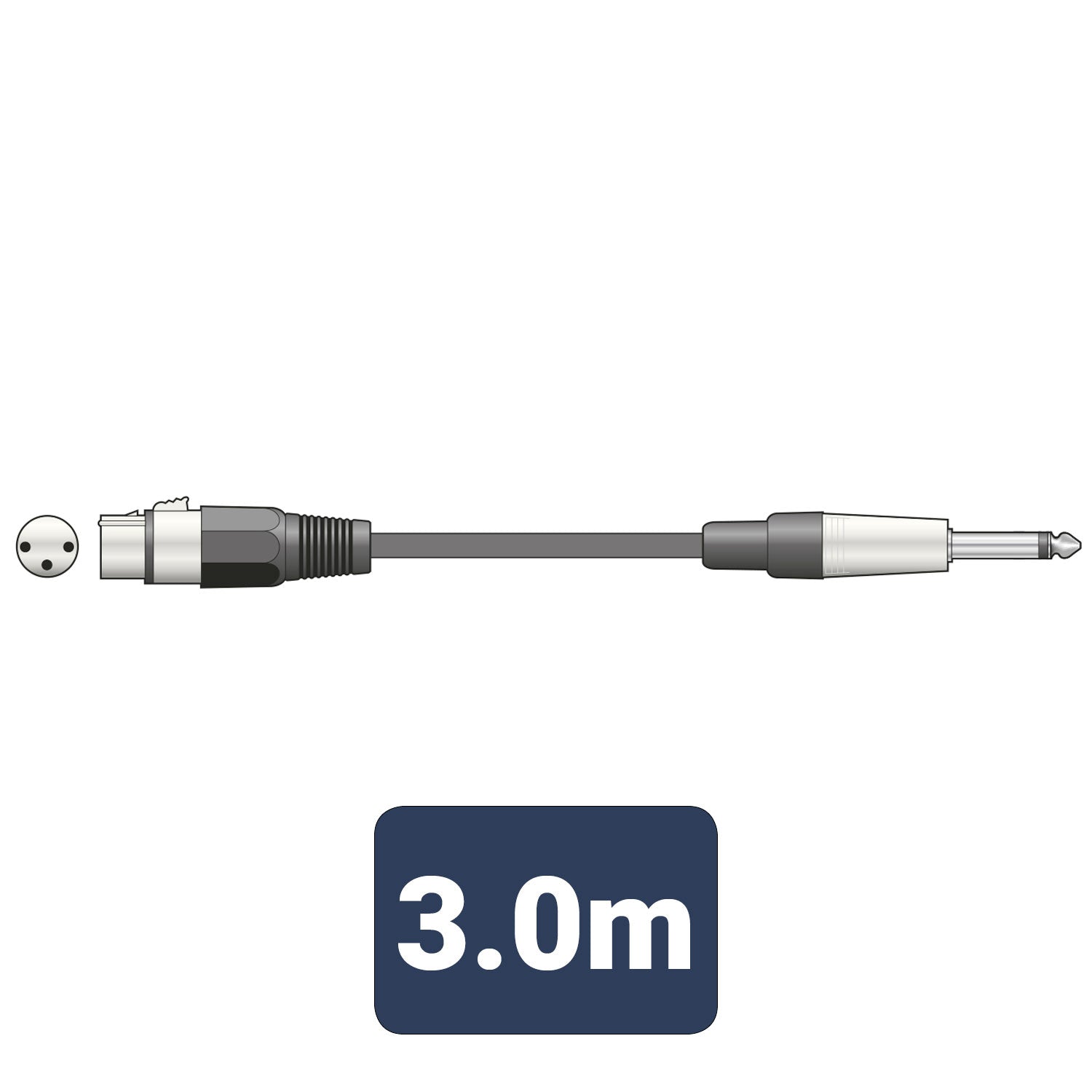 Microphone Cable XLR Female - 6.3mm Mono Jack Plug 3 m