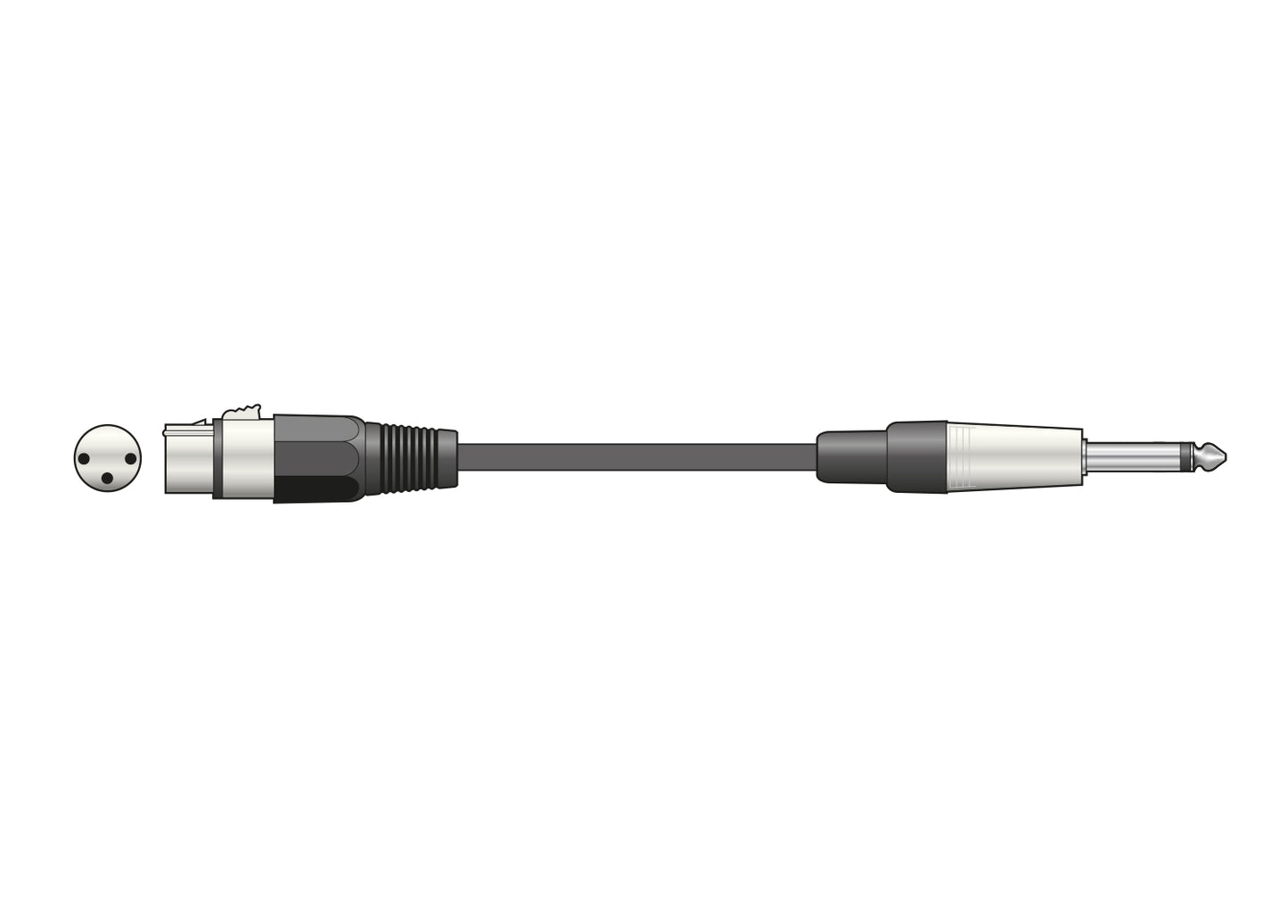Microphone Cable XLR Female - 6.3mm Mono Jack Plug 3 m