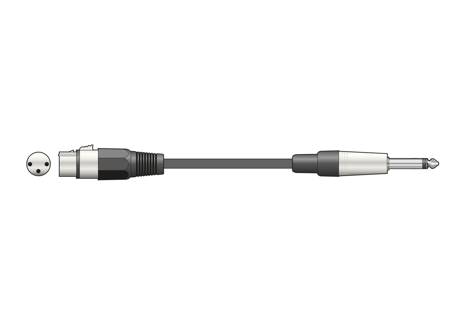 Microphone Cable XLR Female - 6.3mm Mono Jack Plug 3 m