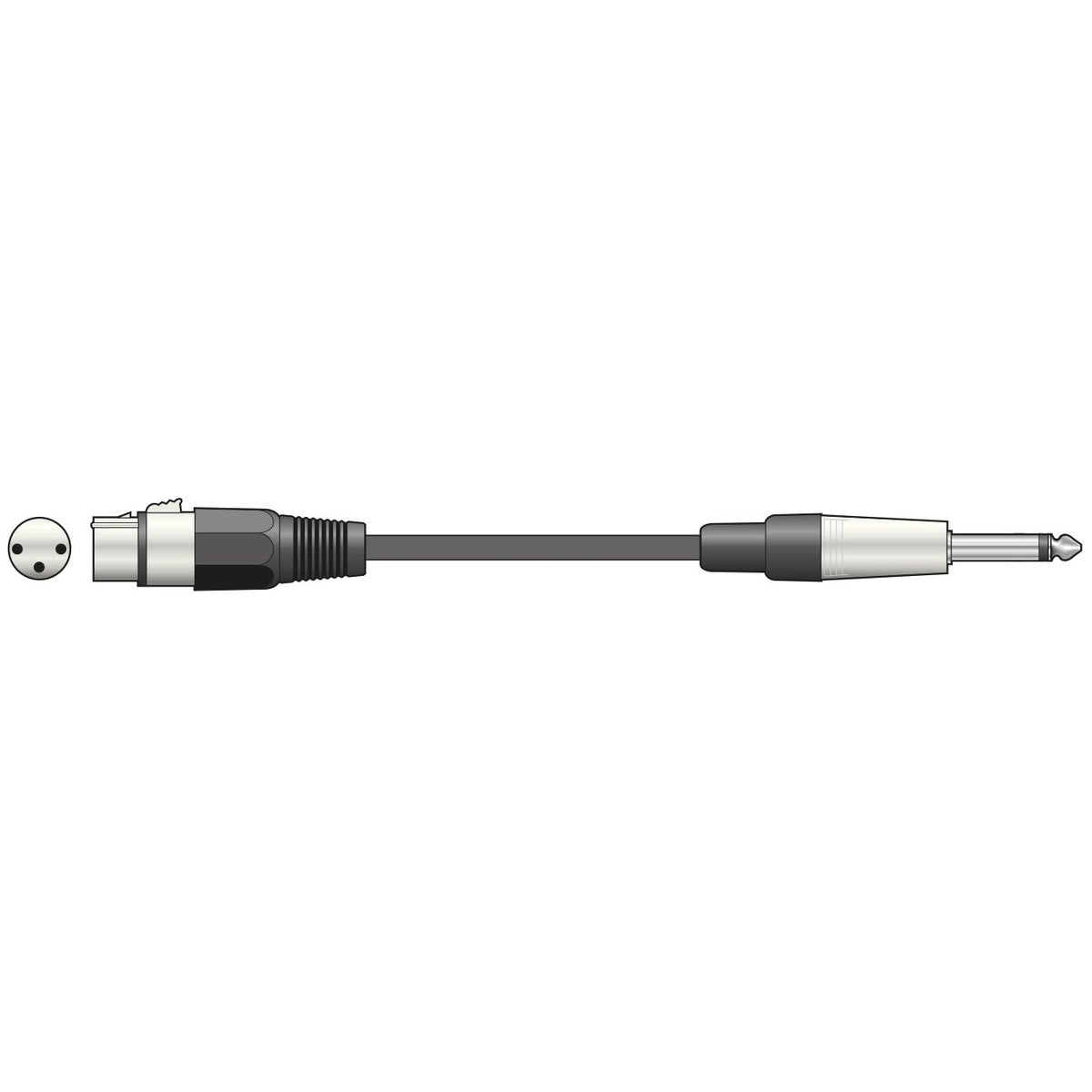 Microphone Lead XLR Female - 6.3mm Mono Jack Plug