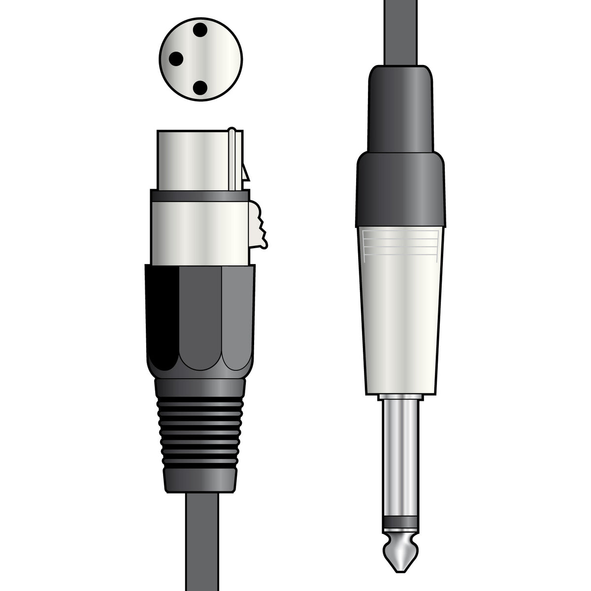 Microphone Lead XLR Female - 6.3mm Mono Jack Plug