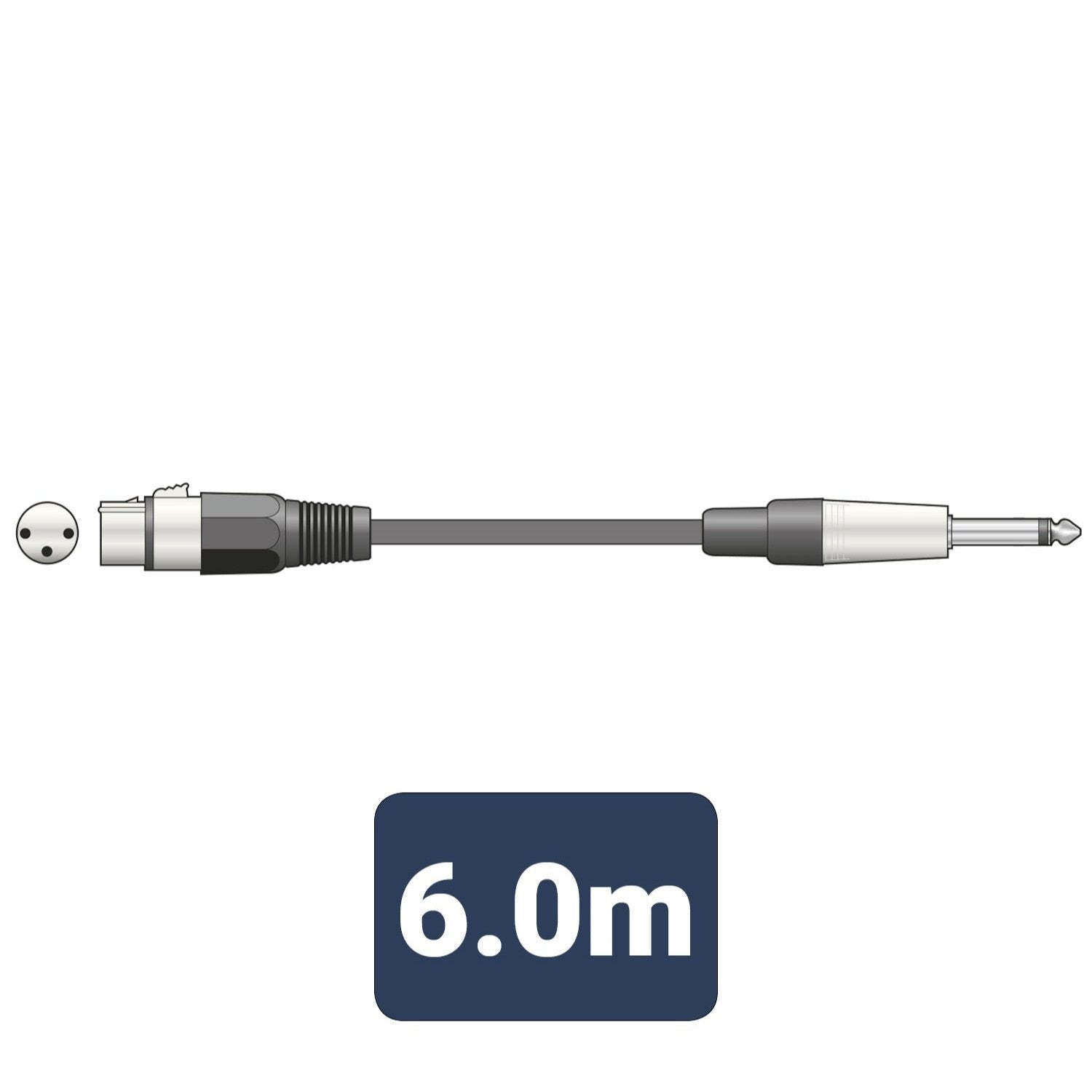 Microphone Lead XLR Female 6.3 mm Mono Jack to Male Cable 6m
