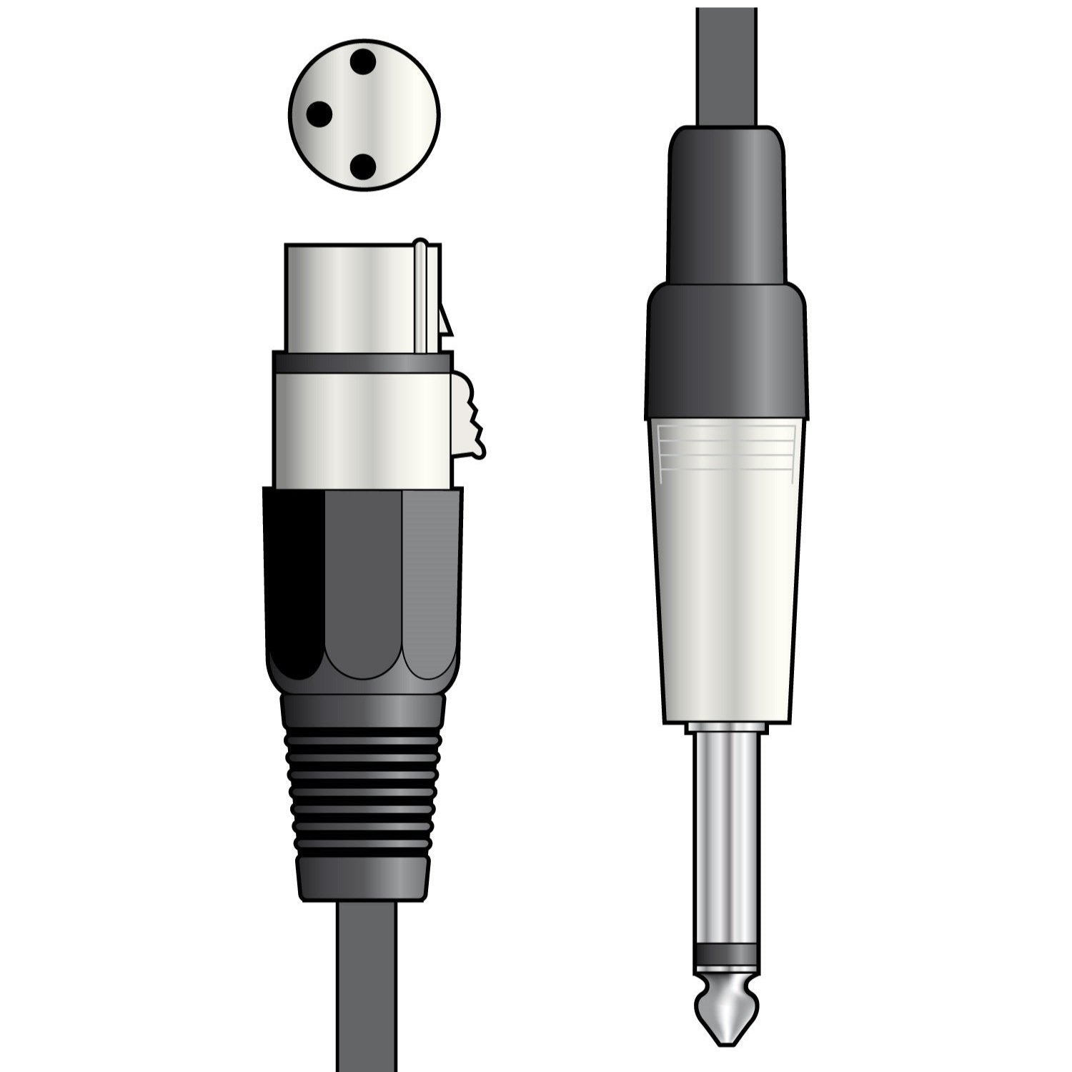 Microphone Lead XLR Female 6.3 mm Mono Jack to Male Cable 6m