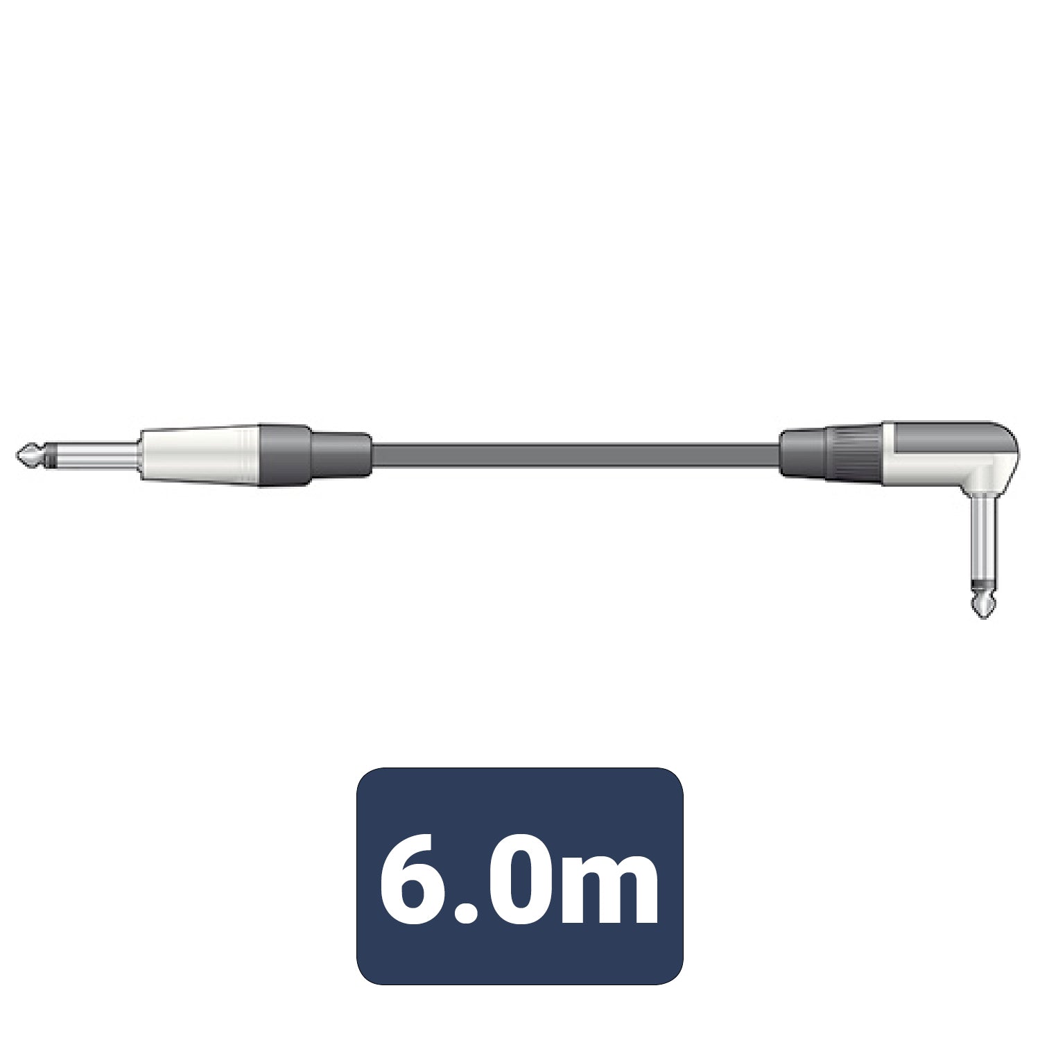 Guitar Cable Right Angled 6.3 mm Jack Plug to 6.3 mm Jack Plug