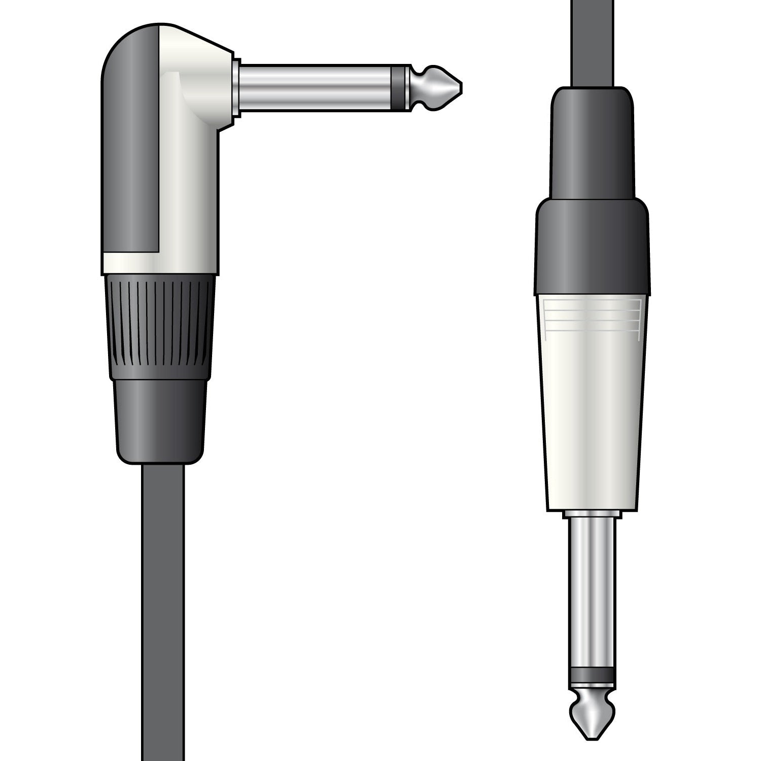 Guitar Cable Right Angled 6.3 mm Jack Plug to 6.3 mm Jack Plug