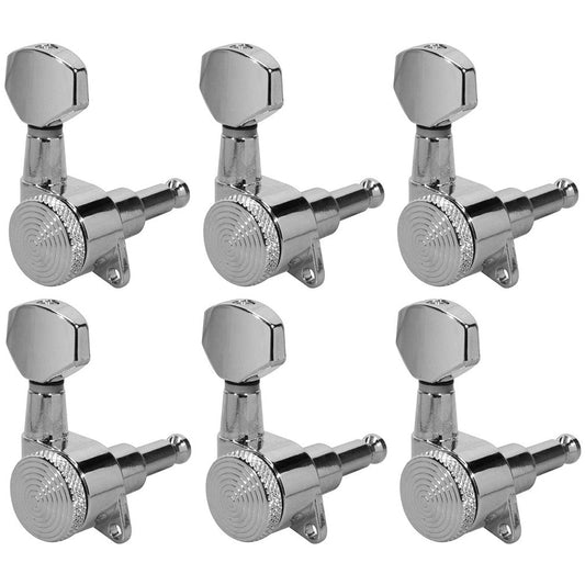 Locking Machine Tuning Head Set Chrome 6 In A Line Low Gearing 19:1