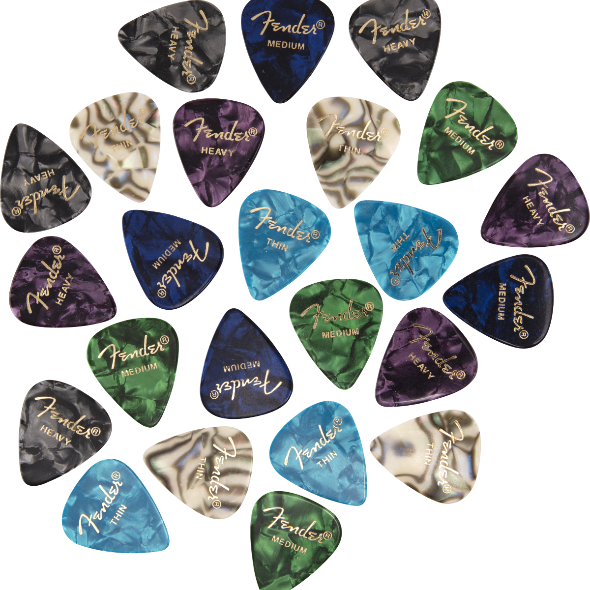 Fender 351 Shape Premium Celluloid Guitar Plectrums 24 Pack
